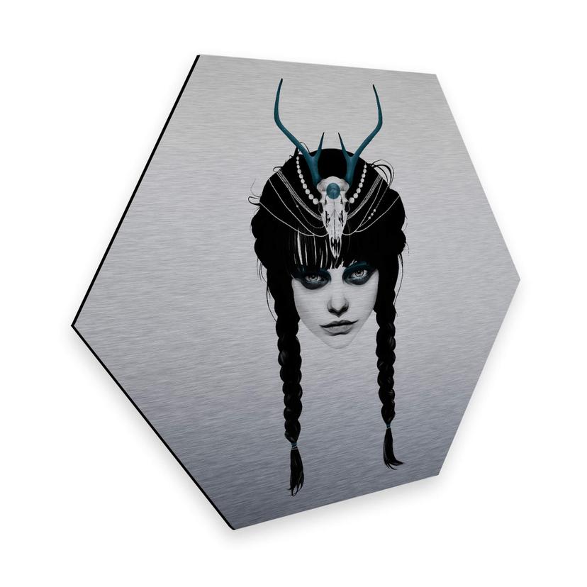 Hexagon Alu-Dibond Zilvereffect - Ireland - Wakeful Warrior
