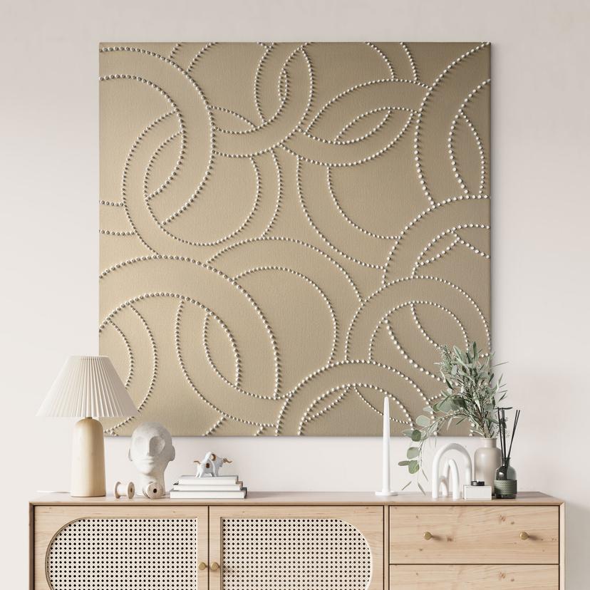 Stampe su tela Anelli astratti beige - Grande - Quadrato
