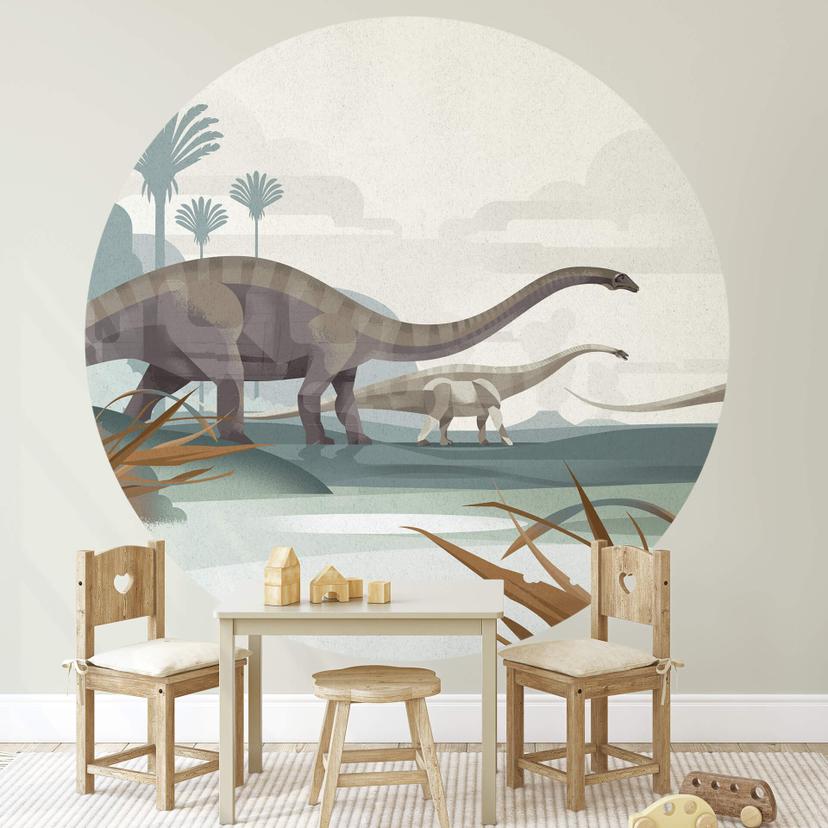 Fototapet - Rundt Braun - Diplodocus - vliesetapet/selvklæbende non-woven tapet
