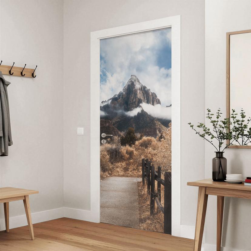 Vinilo para puertas Camino a la cumbre - Iqbal - Decoración autoadhesiva para puertas