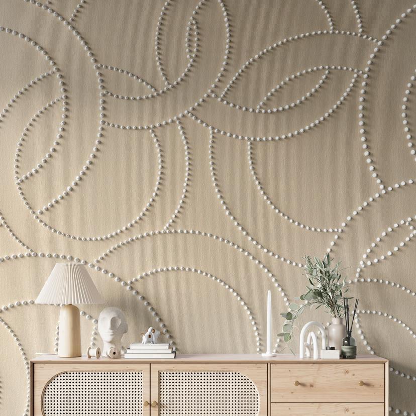 Abstrakte ringe beige | Geometrisk Fototapet - Grande