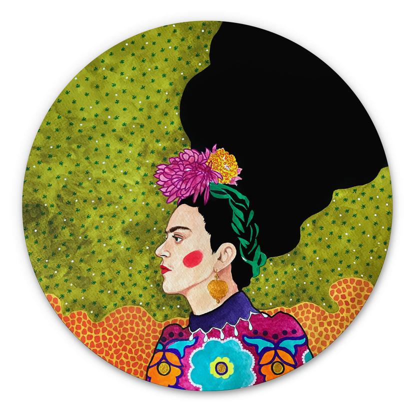 Tableau en alu-Dibond Hülya - Portrait de Frida - Rond