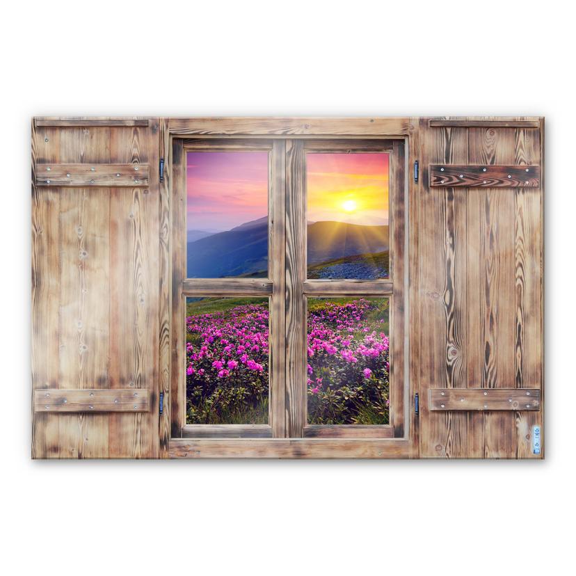 Trompe L'oeil op glas - Mountain Sunset