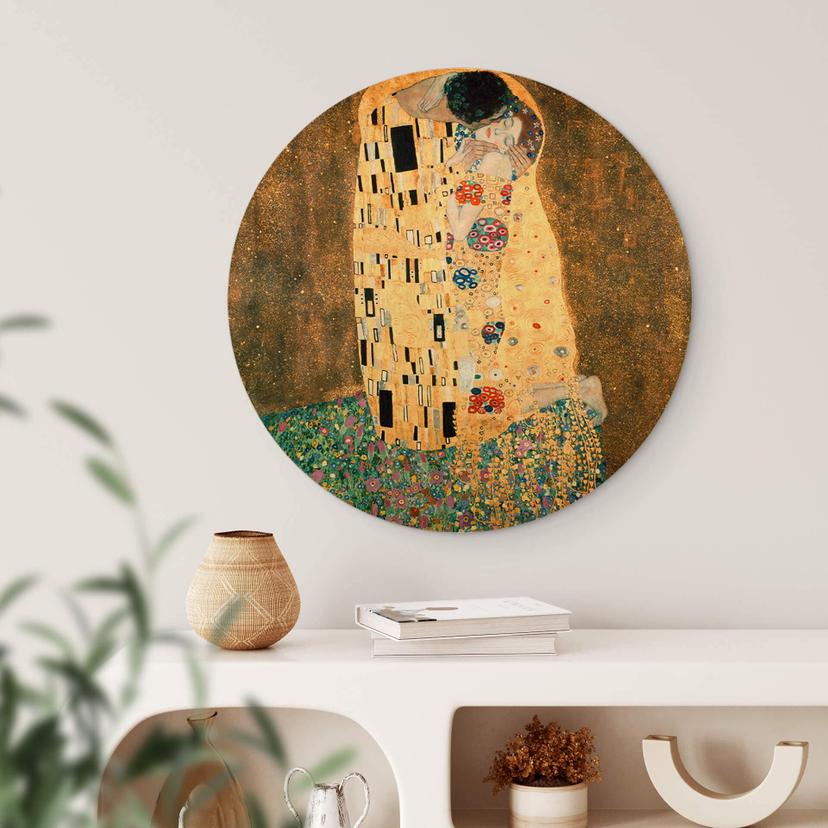 Stampa su legno Klimt - Il bacio - Rotondo