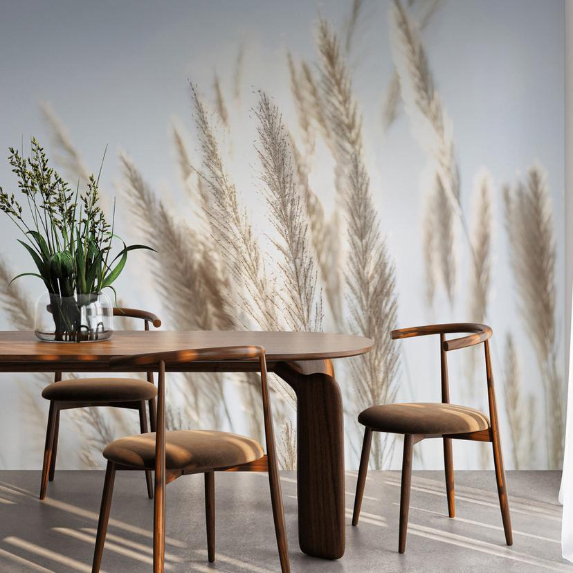 Pampas Grass Sky Beige Blue 3,75 x 2,50 m - Ikke-vævet tapet natur boho stil