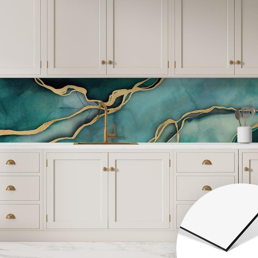 Køkken backsplash Marmor i guld-grønt - Haase