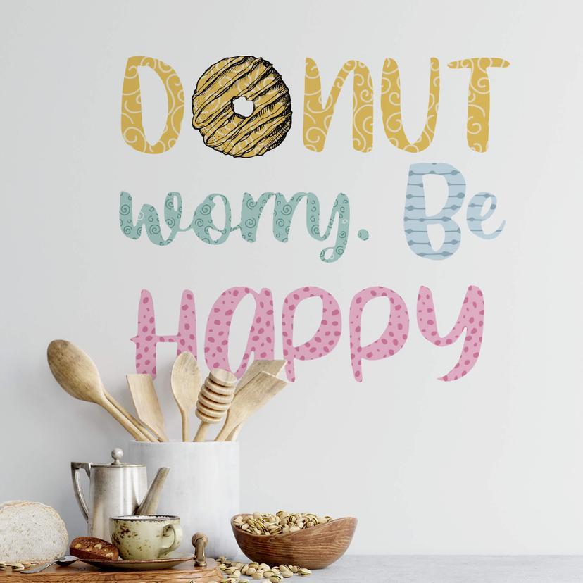 Sicker mural Donut worry. Be happy