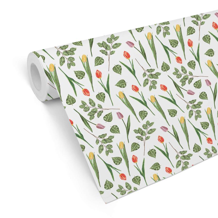 Papier peint à motifs - Tulipe à l'aquarelle