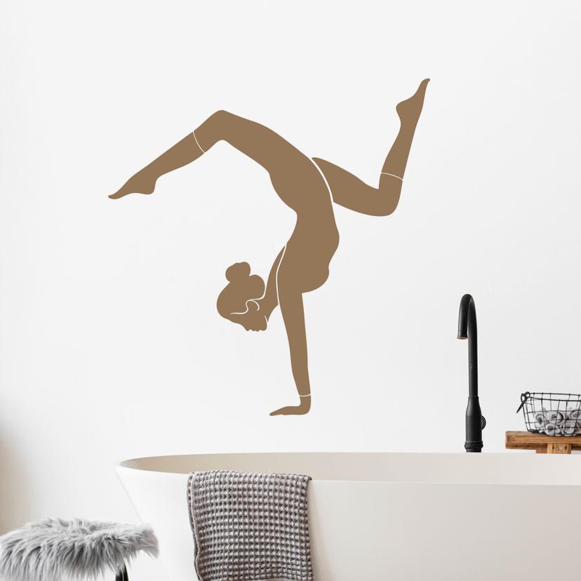 Adesivo murale yoga verticale silhouette unicolore