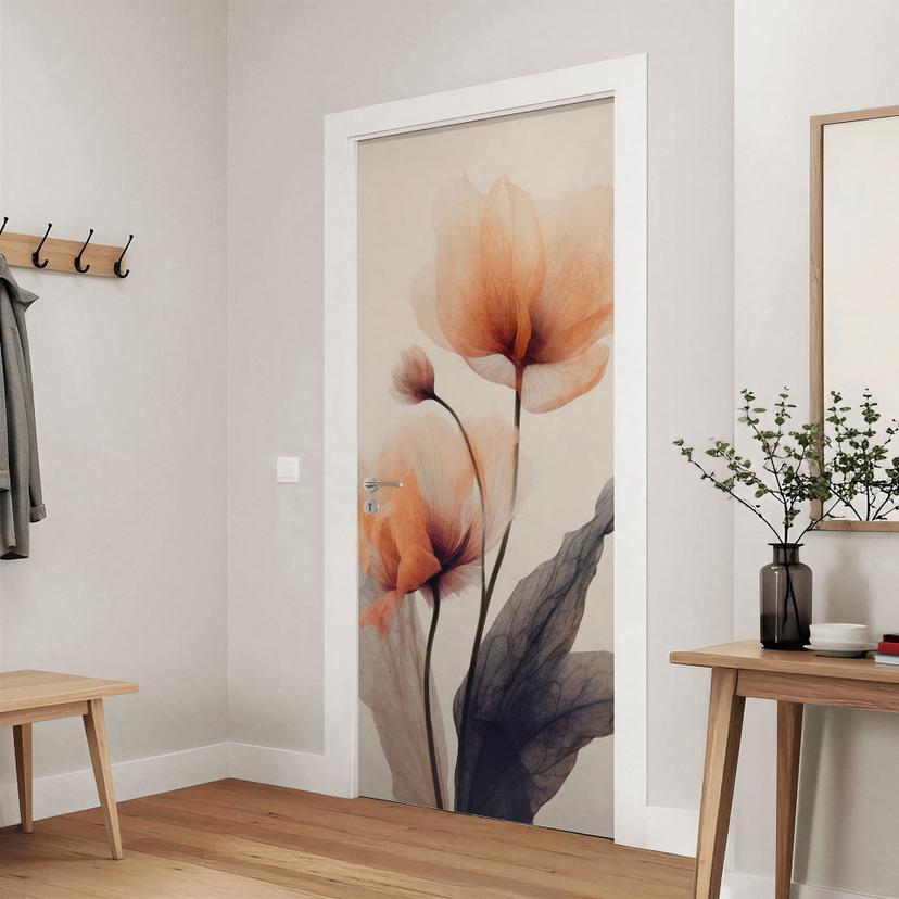 Lámina para puerta Flores delicadas - Treechild - Decoración autoadhesiva para puerta