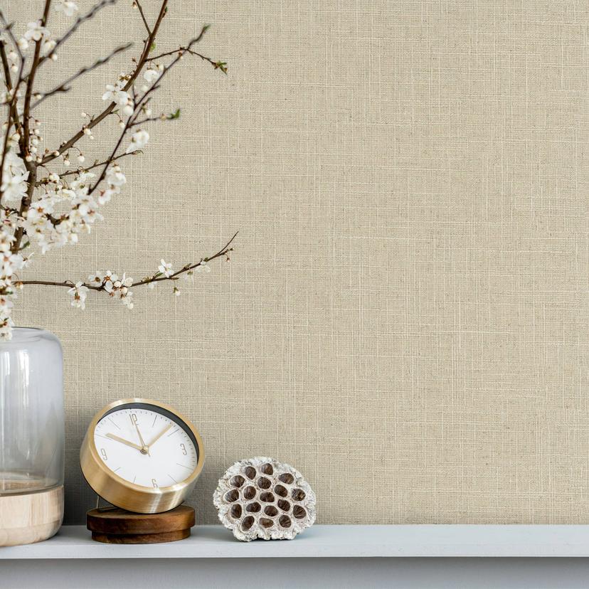 Non-woven tapet i tekstil almindelig look beige almindelig
