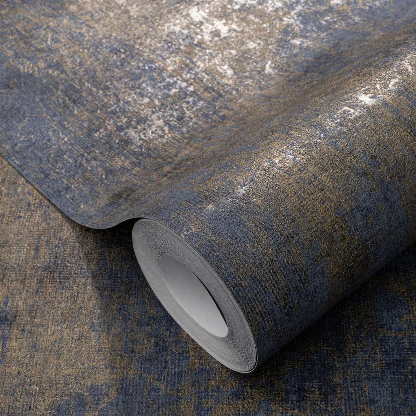 Tapeta flizelinowa SHINY CONCRETE Elle Decoration 4, niebieska