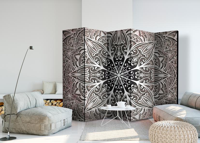 Paravento - Piume (rosa) , 5 pezzi - 225x172 cm