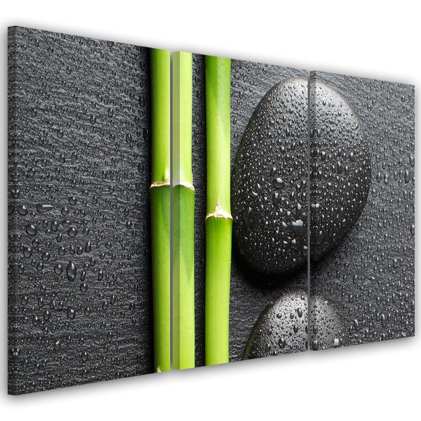 3 stykke lærredstryk Stones Bamboo Zen Spa
