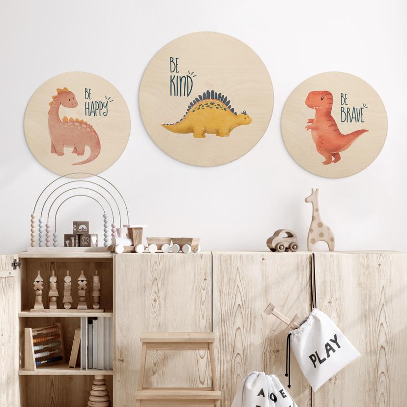 Stampa su legno Dino Be Kind - Stegosauro - Tunaboylu