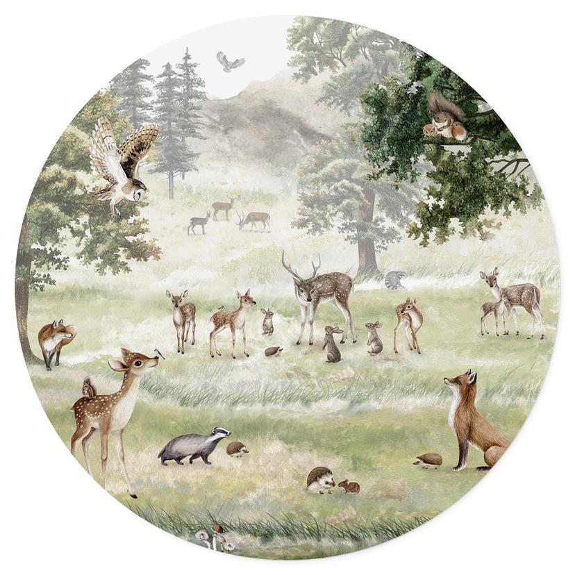 Adesivo murale Kikki Belle - Divertimento nella foresta - Rotondo