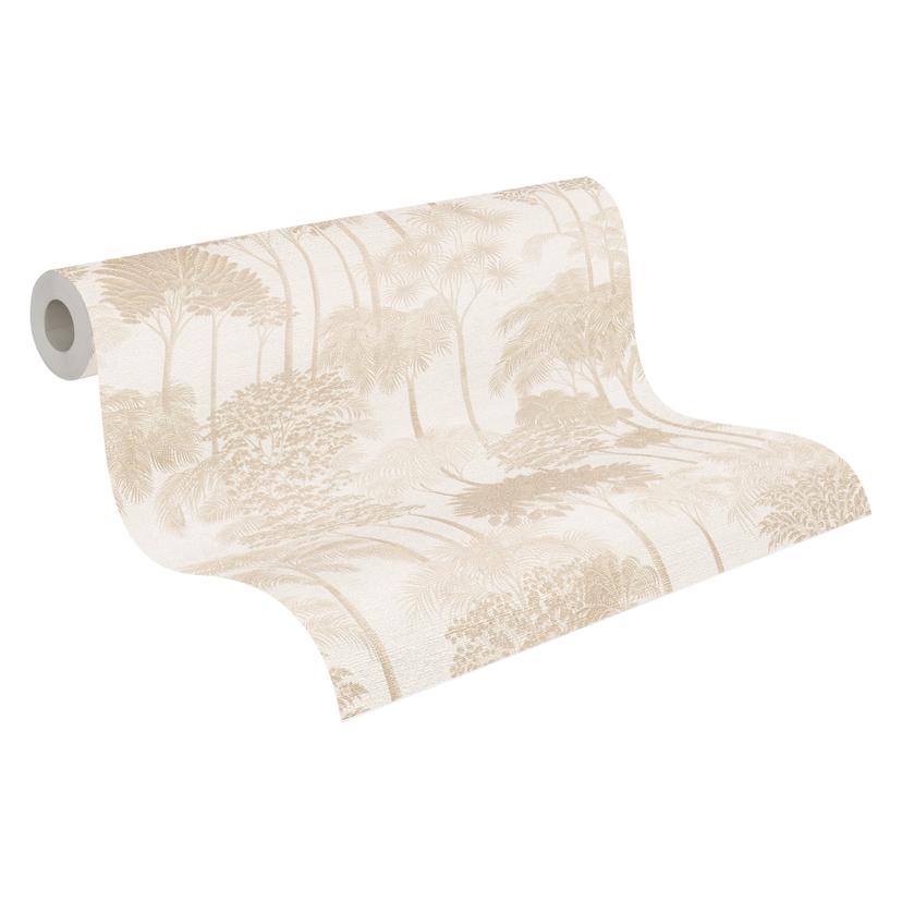 Papel pintado no tejido arboles del bosque palmeras papel pintado beige crema papel pintado naturale