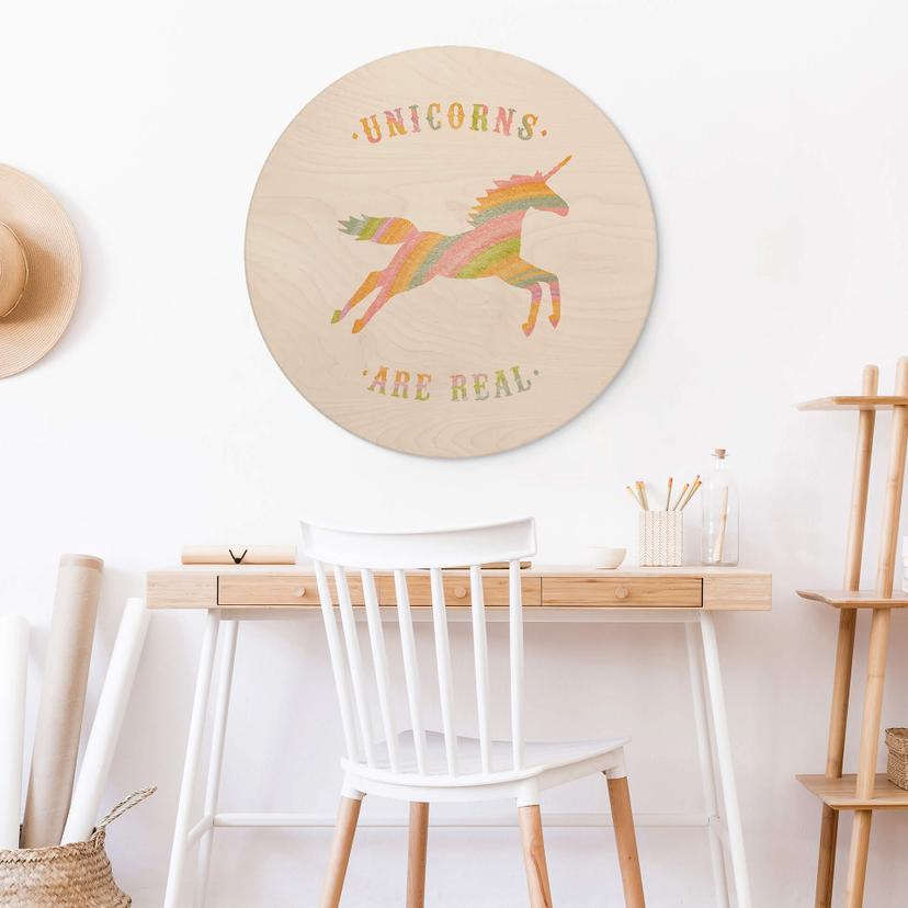 Stampa su legno Bodart - Gli unicorni sono veri - Rotondo