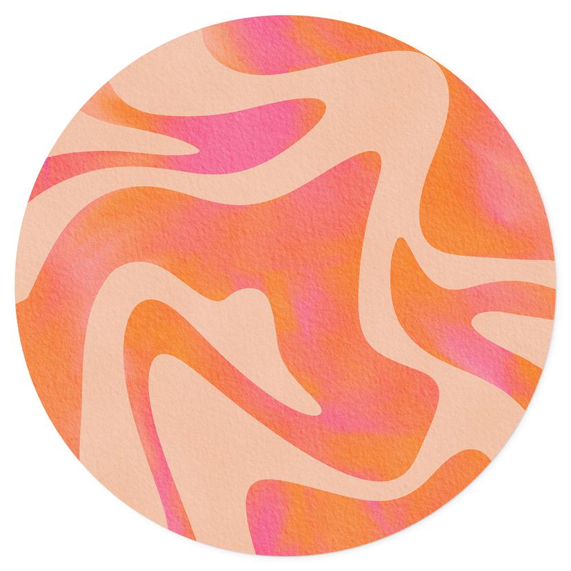 Wallsticker Abstrakta vågor i orange-rosa - Bloom - Rund