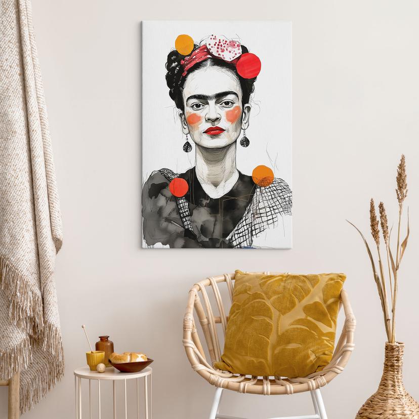 Canvas schilderij Frida Kahlo pop-art portret - Jaszke