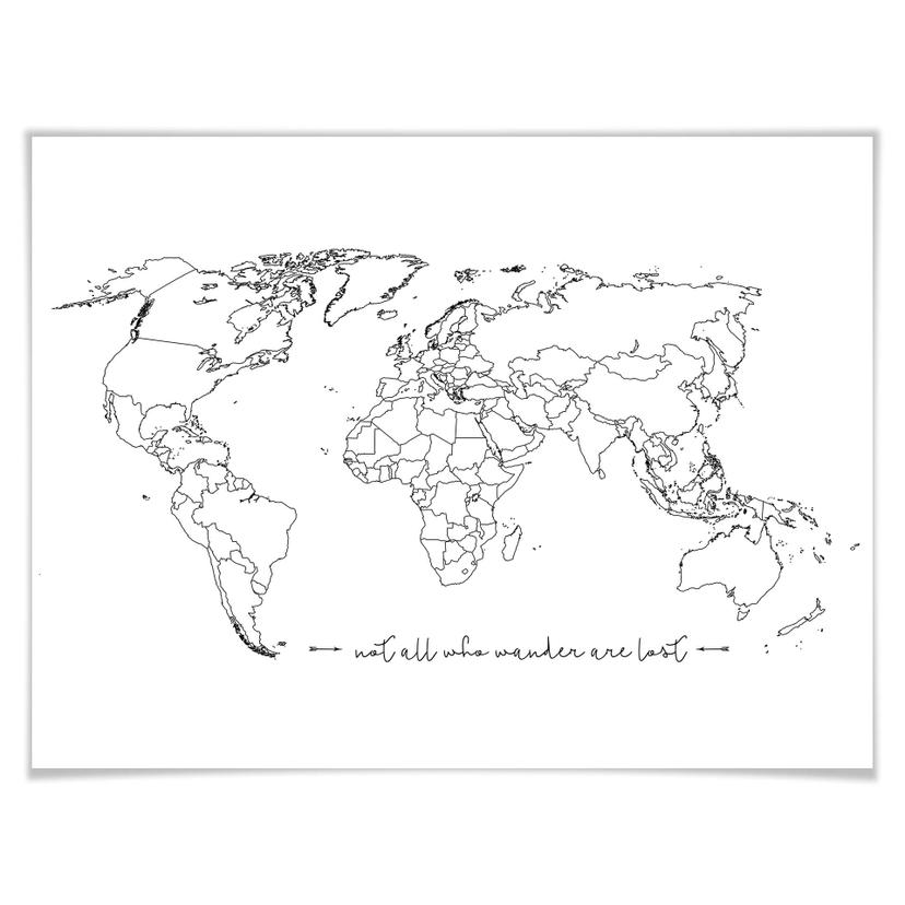 Poster Not all who wander are lost + stickers étoiles