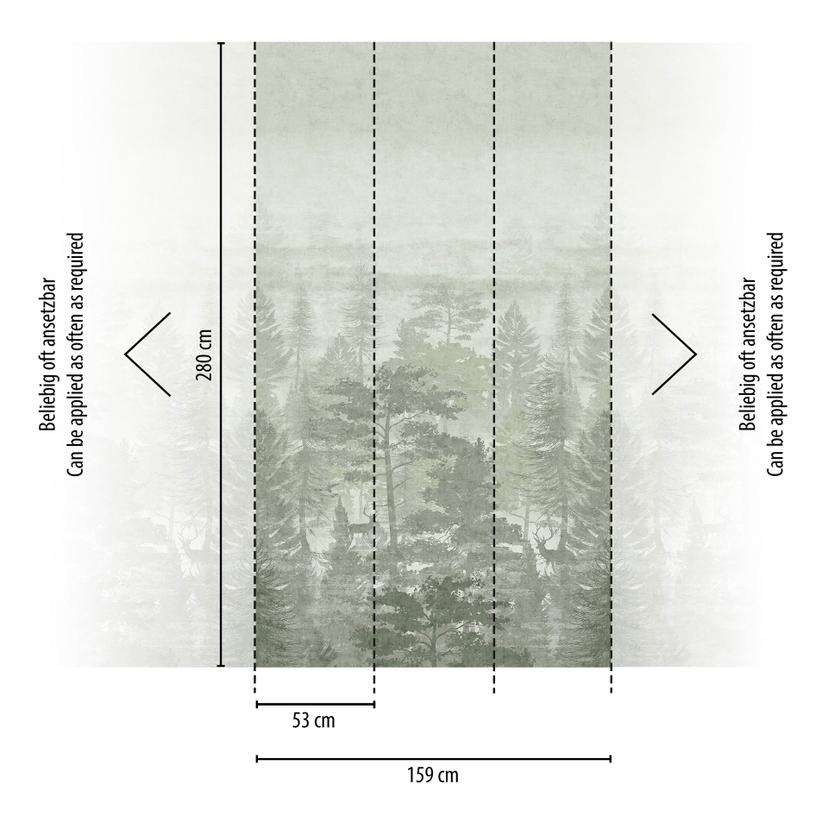 Carta da parati Fotomurale grigio verde nebbia - Carta da parati natura alberi - Carta da parati in