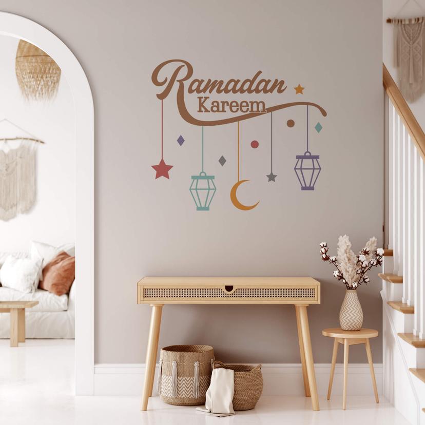 Sticker muralRamadan Kareem - Lanternes Moon Star