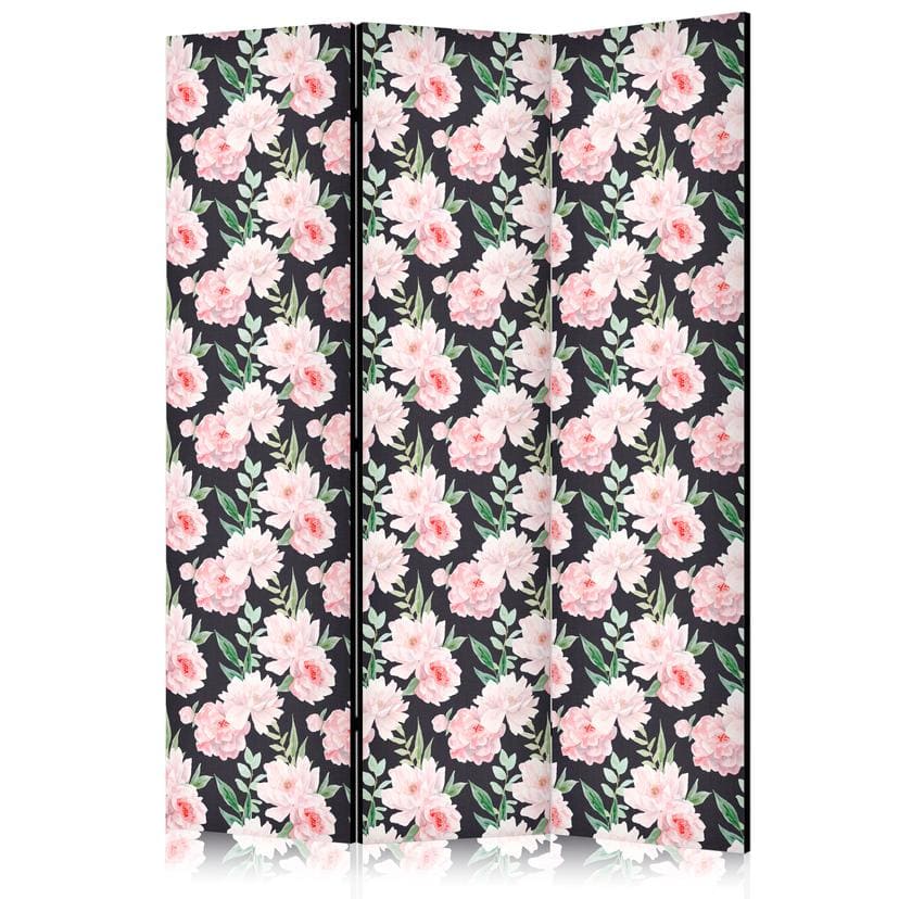 Paravent, Raumteiler freistehend, Trennwand - Peonies - Pink Floral Graphite