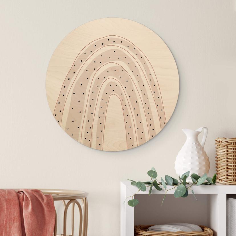Holzbild uplusmestudio - Regenbogen mit Punkten - Rund