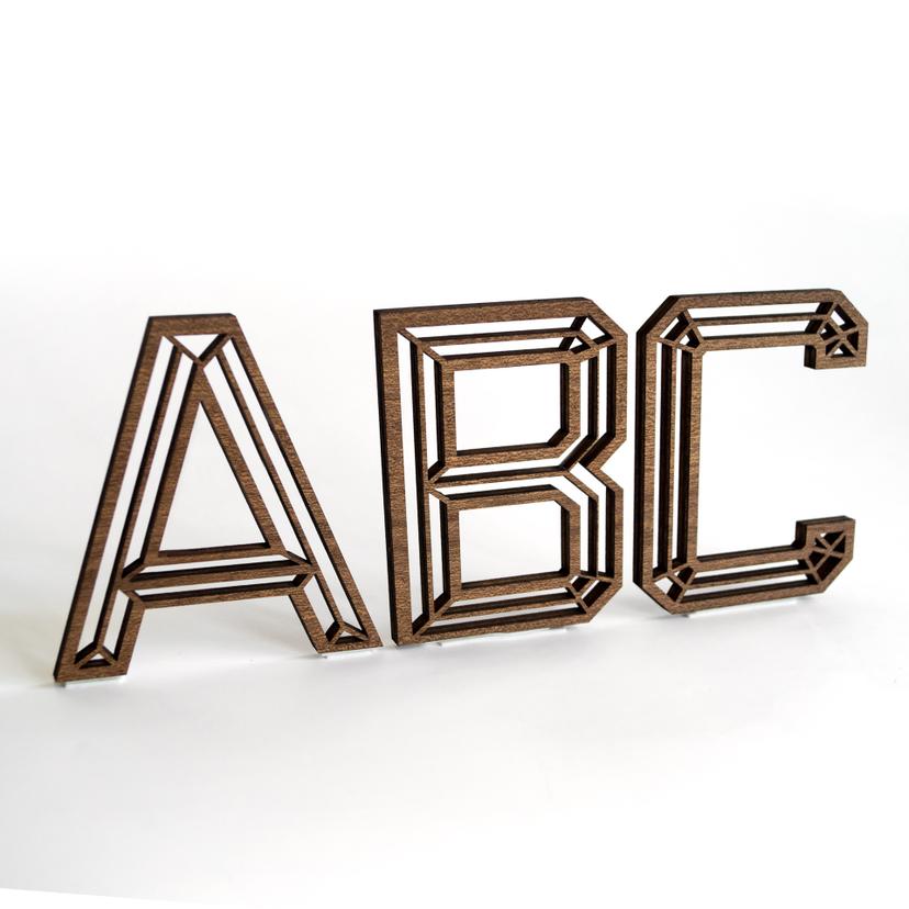 Lettres décoratives en bois acajou - Origami