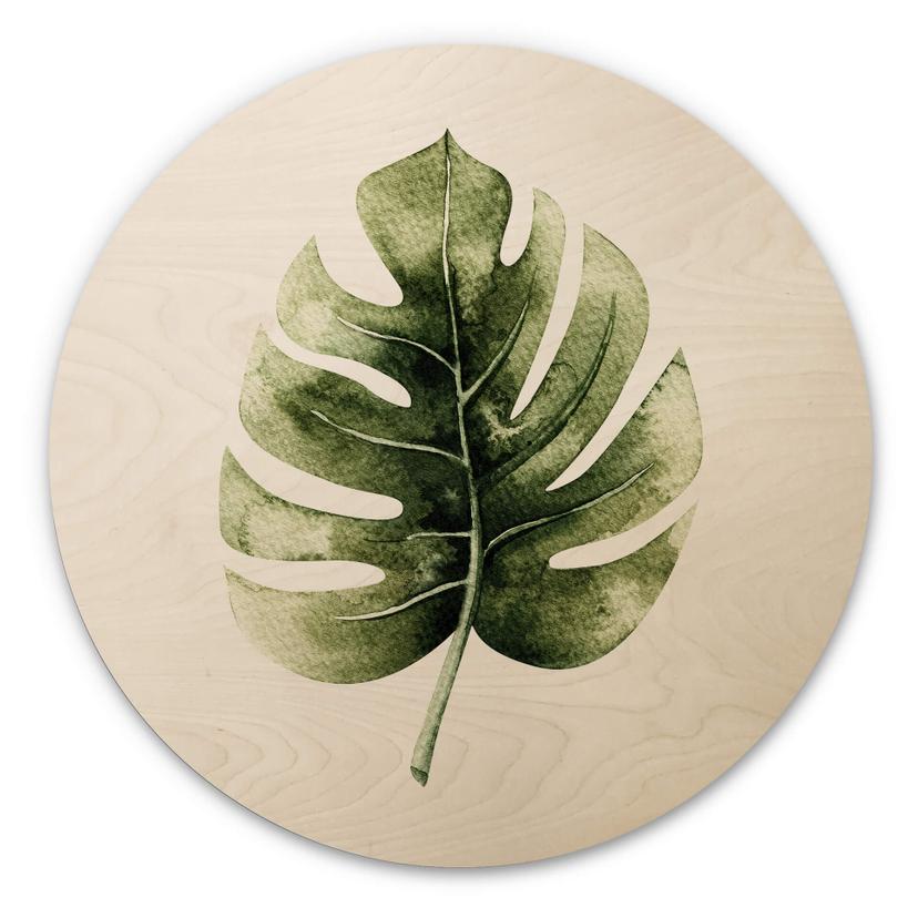 Cuadro de madera Kvilis - Hoja de Monstera - Redondo