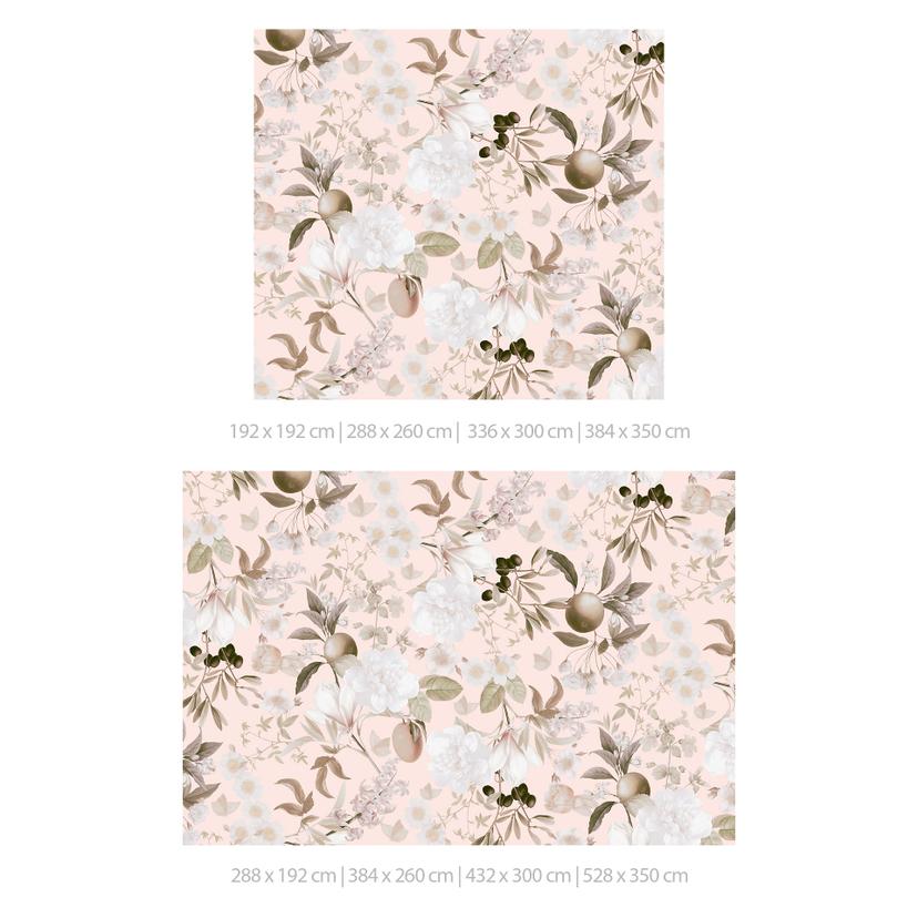 Fototapet med Boho-illustrationer med blommor och frukt - UN Designs
