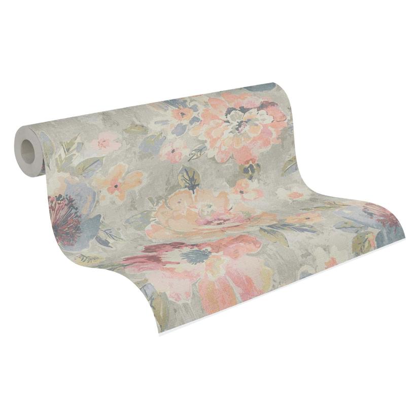 Carta da parati floreale vintage dai colori pastello - Carta da parati a motivi floreali retrò - Car