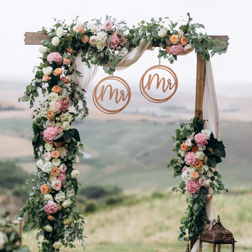 Letras de madera boda Sr. y Sr. - caoba
