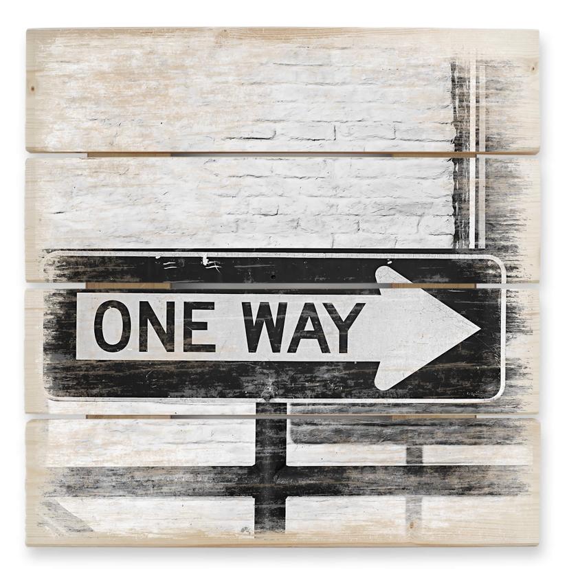 Cuadro de madera Placa de calle de sentido único - 40x41,5 cm