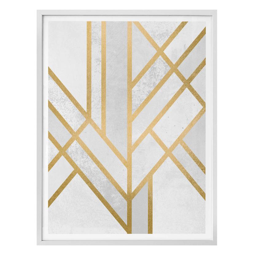 Póster Fredriksson - Art Déco: Geometría dorada