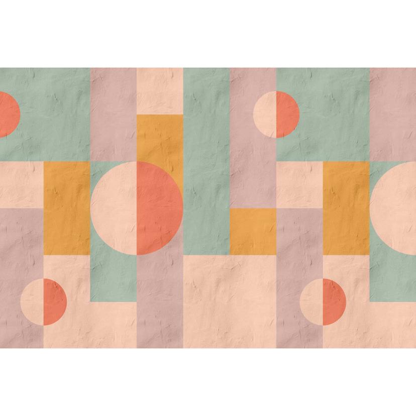 Carta da parati geometrica retrò - motivo in colori pastello tenui