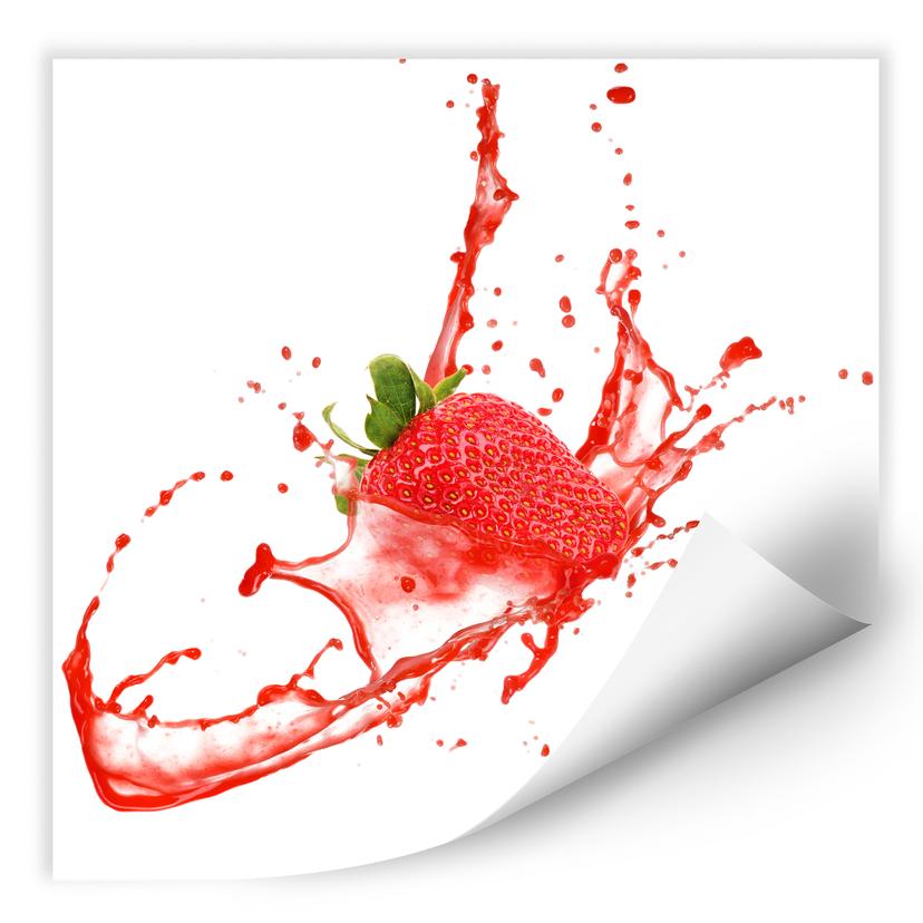 Zelfklevende Poster - Splashing Strawberry