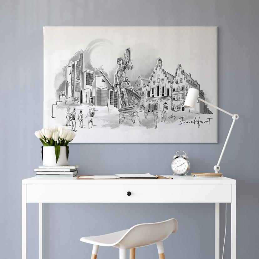 Lienzo Frankfurt - Blanco y negro - Love your City