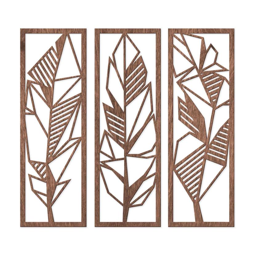 Decoro in legno - Piume (n.3 pezzi)