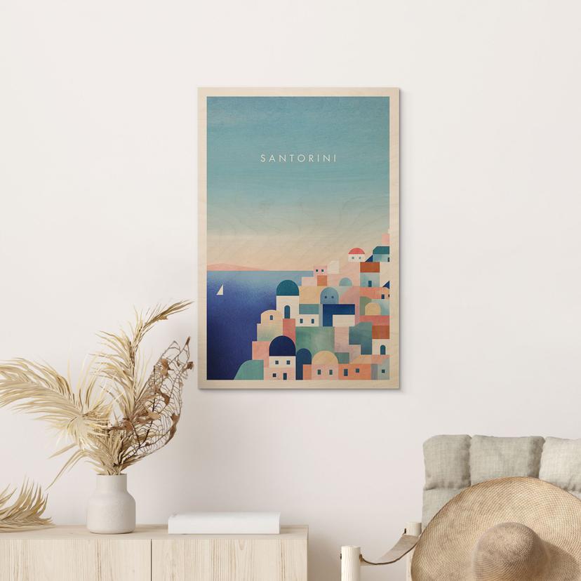 Stampa su legno Case di Santorini - Rivers