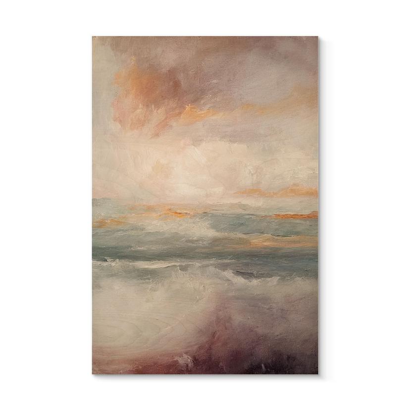 Cuadro de madera Olas abstractas a la luz del crepúsculo - Taller Alpenglow