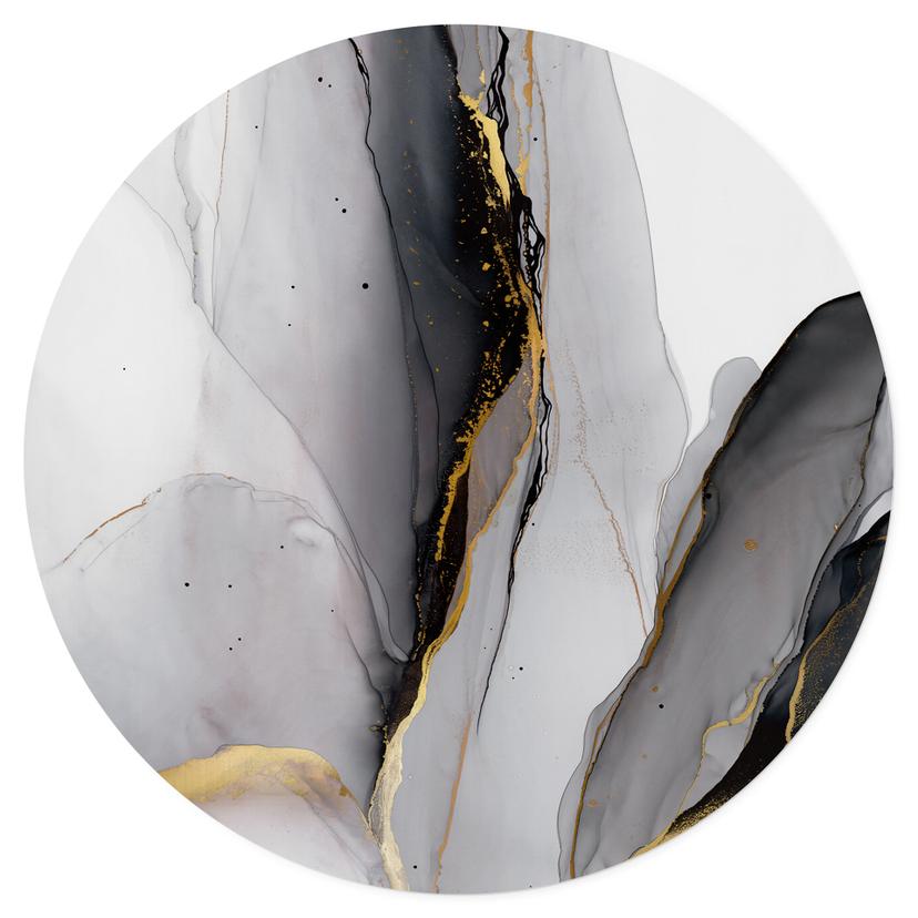 Adesivo murale Composizione astratta in oro e grigio - Shelest - Rotondo