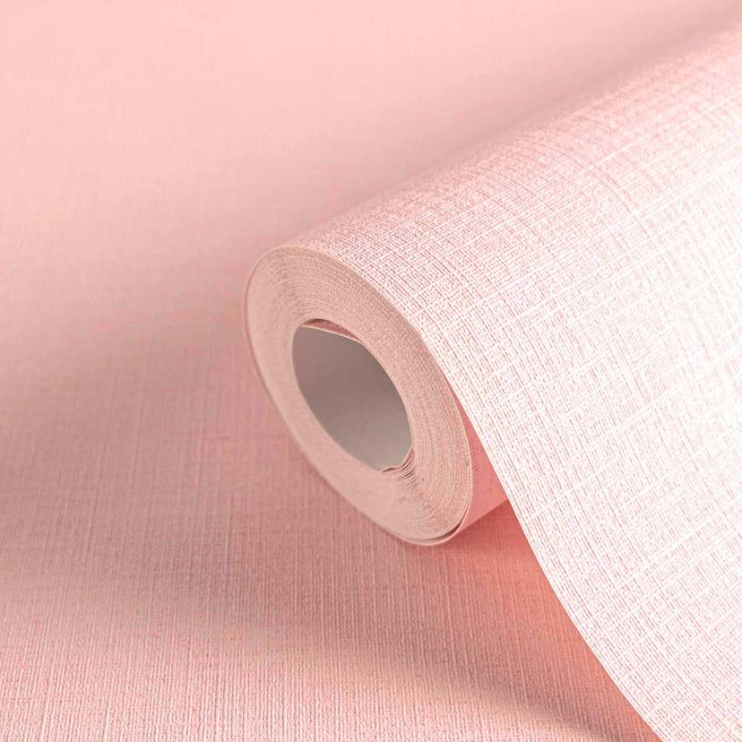Carta da parati a tinta unita rosa con struttura tessile di A.S. Creation Carta da parati a tinta un