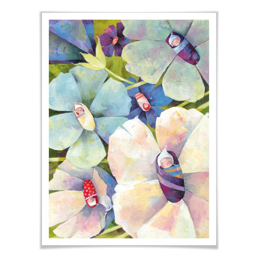 Affiche Blanz - Bébés fleurs