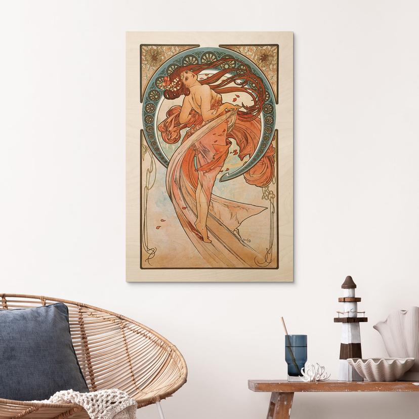 Cuadro de madera de Mucha - Cuatro artes: La Danza