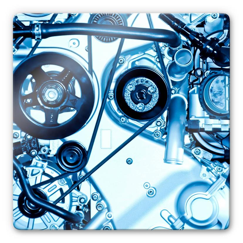 Tableau en verre - Scan d'un moteur - Carré