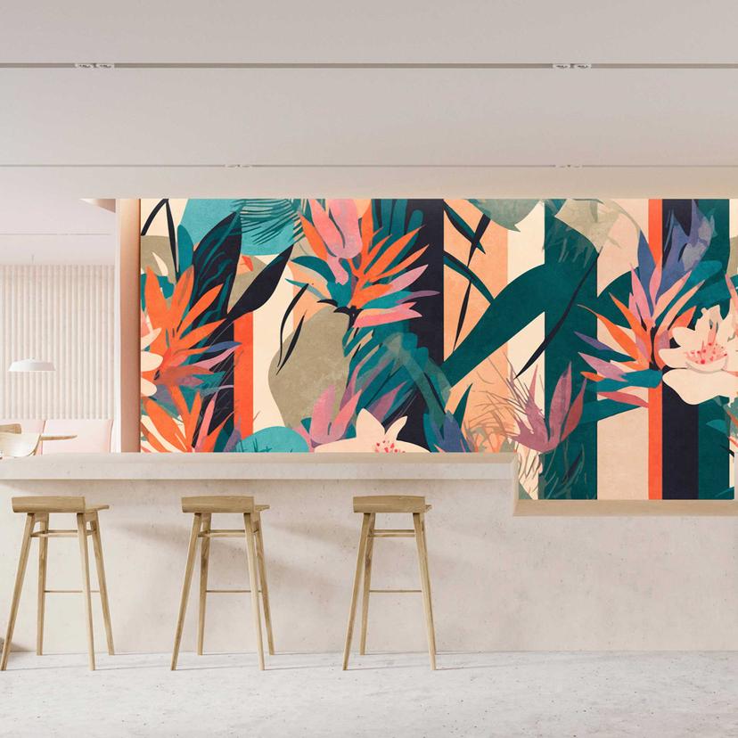 Tropisk paradis tapet - farverigt non-woven design med blomster