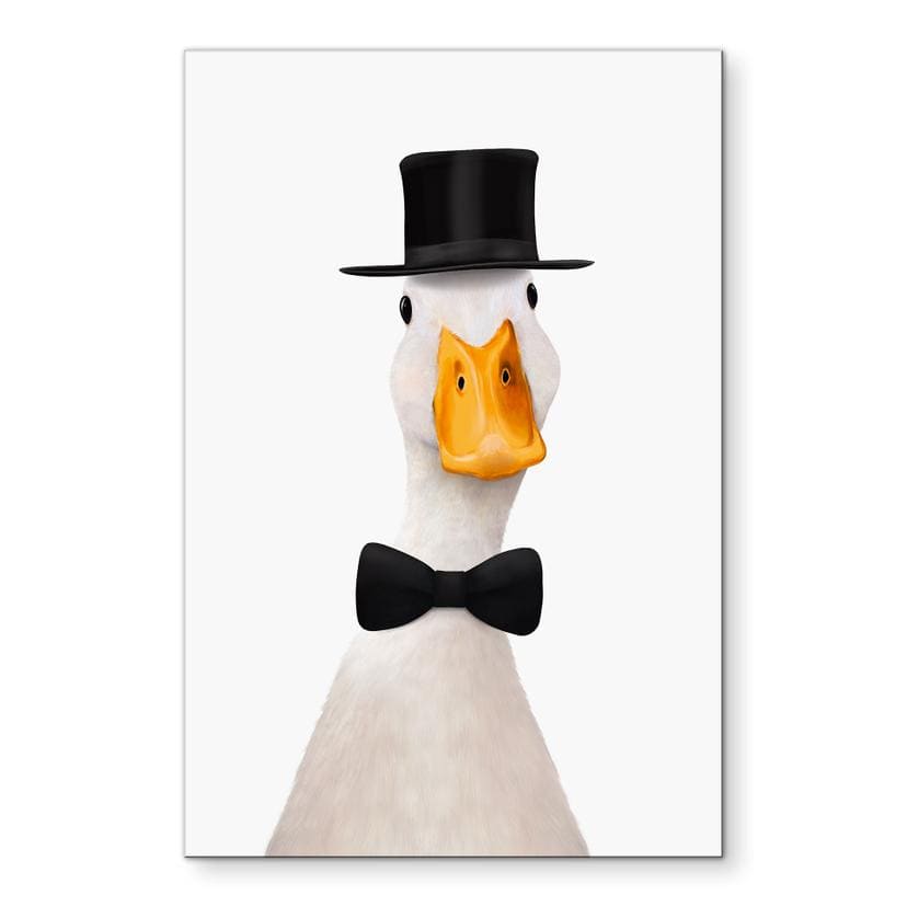 Tableaux Gentleman Oie avec chapeau haut-de-forme - Korenkova - Alu-Dibond