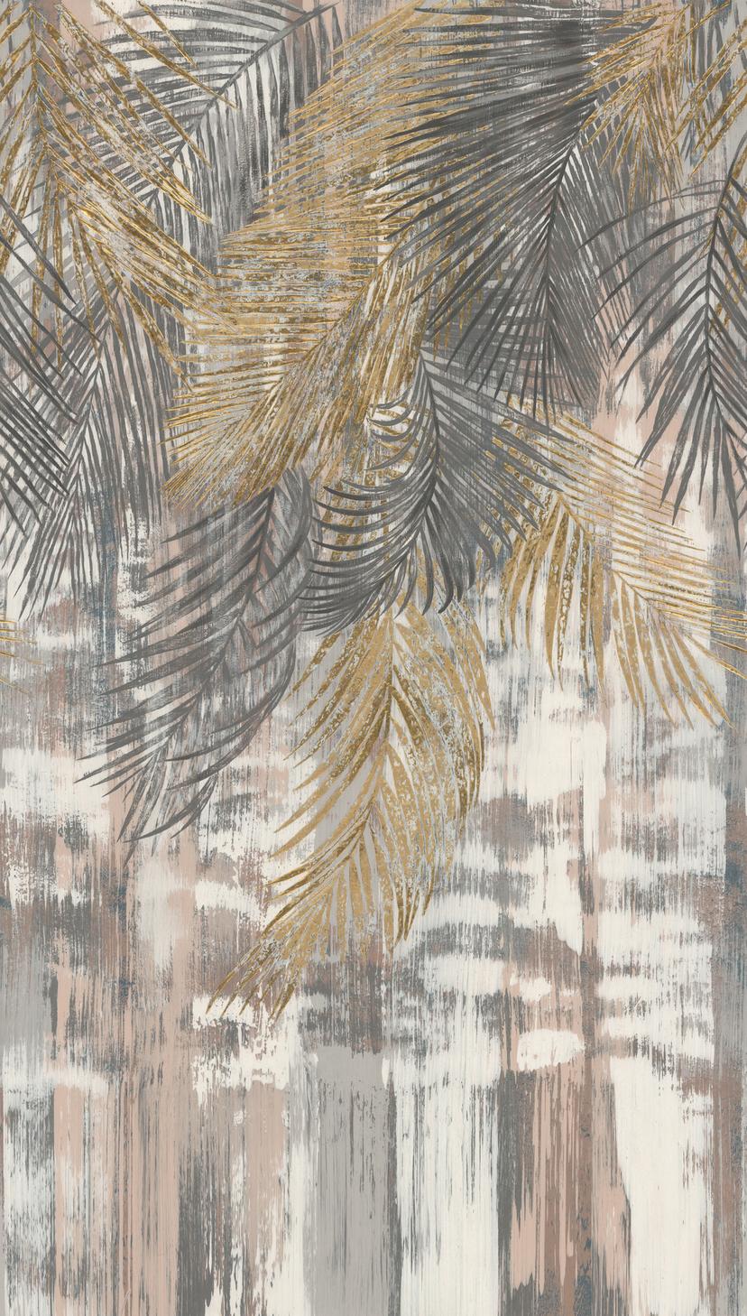 Papel pintado fotomural gris-amarillo - Papel pintado no tejido Livingwalls botánico - mate y liso